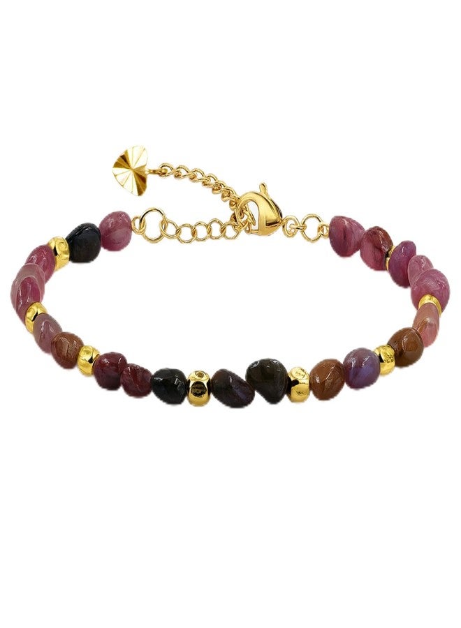 Tobestu Colored Tourmaline Beaded Bracelet with Mini Pumpkin Spacer Beads - Bohemian Jewelry for Casual or Festival Wear YA5871 - Image 1